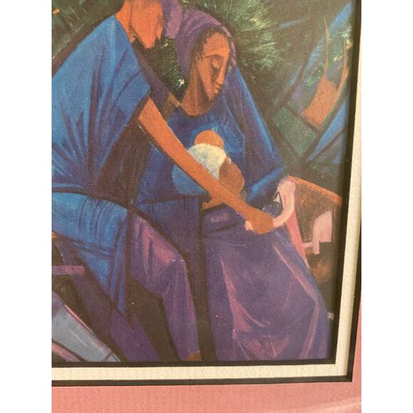 Pro - Framed Wall Art 6 X 6 in. Man, Woman, Child on Bicycle Double matted EUC - Picture 11 of 16